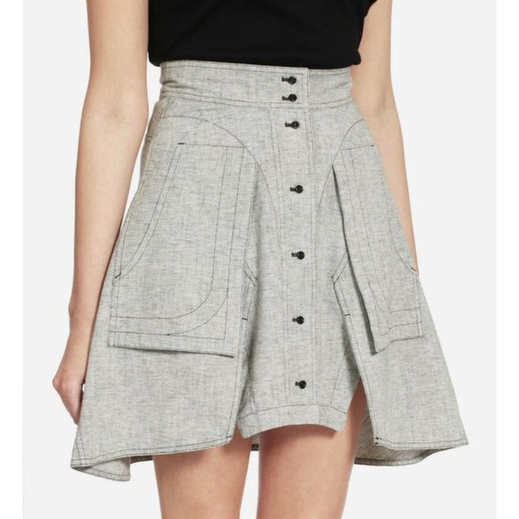 NEW ISABEL MARANT $595 "Nolina" Skirt 38 US 4 - 6 Gray Cotton A-Line BNWT - Picture 1 of 11